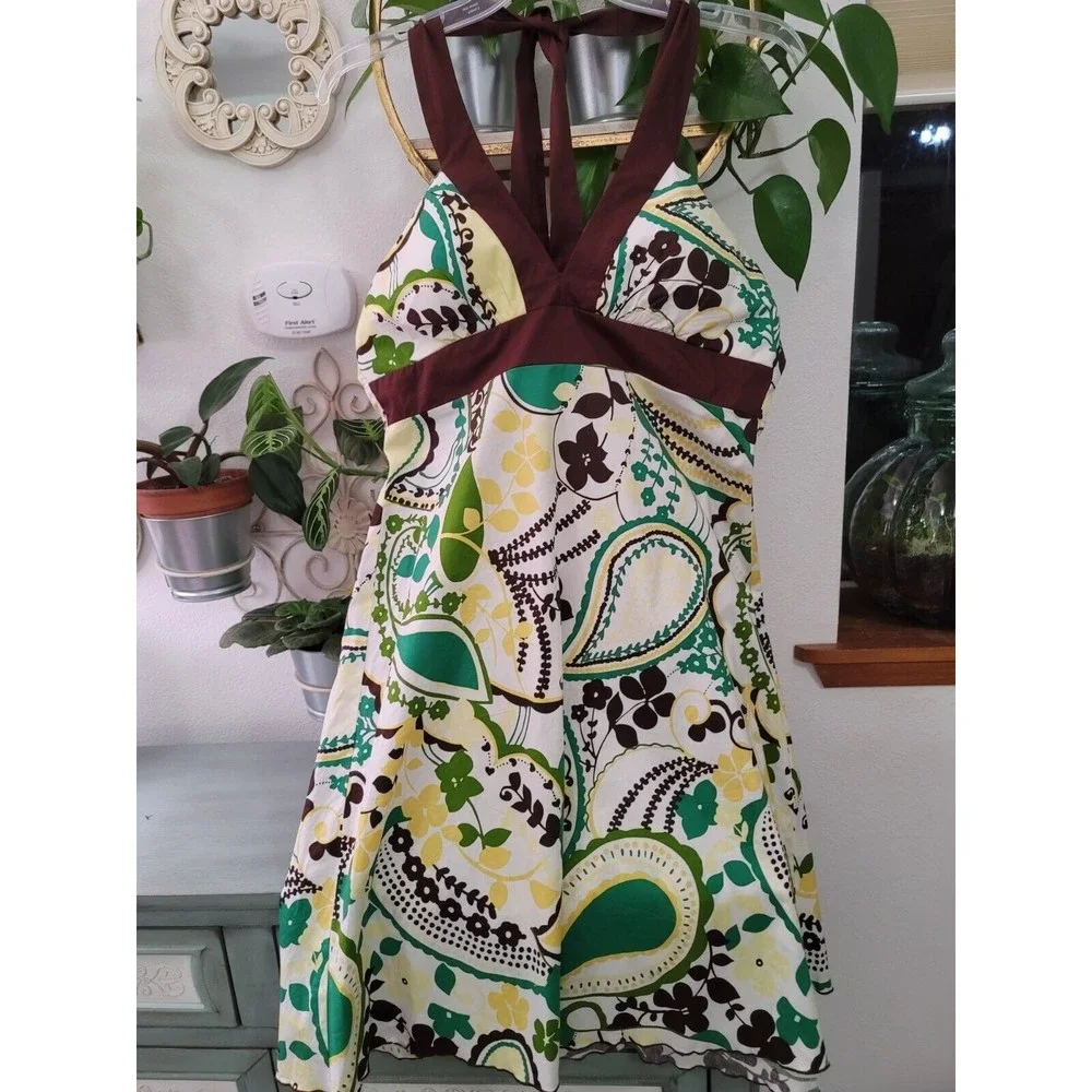 Speechless Floral Paisley Halter Tie Back with Zipper Flare Dress Junior Size 13 - Picture 2 of 15